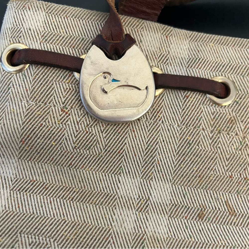 Dooney & Bourke Vintage Canvas Leather Plaid Bucket Shoulder Bag - Picture 7 of 11